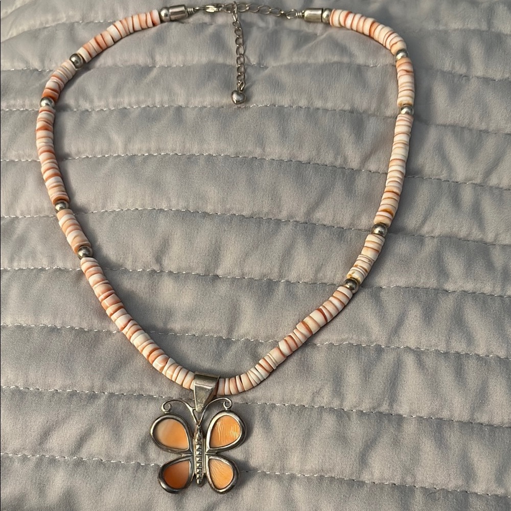 JAY KING Butterfly Pendant Necklace with Orange Beads